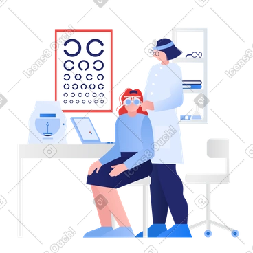 Femme examinée par un ophtalmologiste PNG, SVG