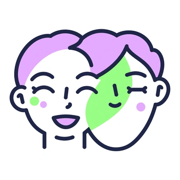 Two overlapping faces in contrasting vector styles creating a blend