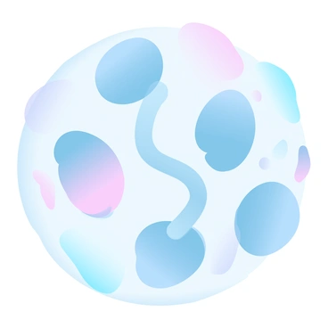 A close-up view of multiple cancer cells undergoing division under a microscope. The cells are irregularly shaped and exhibit a range of gradient pastel colors, highlighting their structural details. The background features a field of contrasting colors that enhances the visibility of the cells. Each dividing cell shows a clear distinction between the original cell and the new cells forming, revealing the process of mitosis in action. The texture of the cell membranes is visible, adding depth to the image.