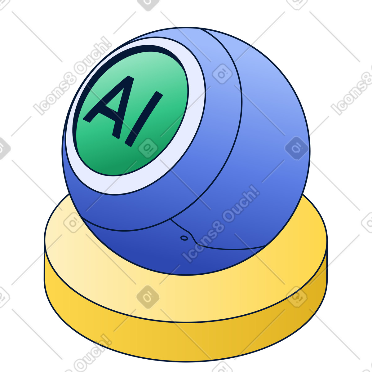 AI powered device on platform, voice assistant and artificial intelligence illustration in Neat style download in PNG, SVG