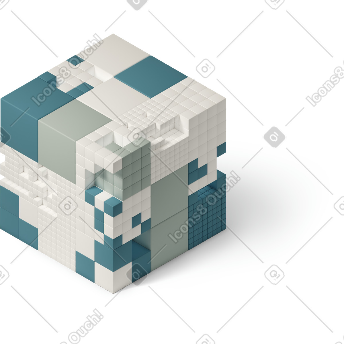 Abstract cube made of blocks illustration in 3D Casual life style download in PNG, SVG