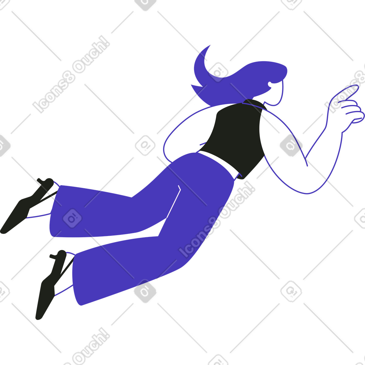 Ilustração de Mulher flutuando no ar em estilo Blueberry para baixar em PNG, SVG