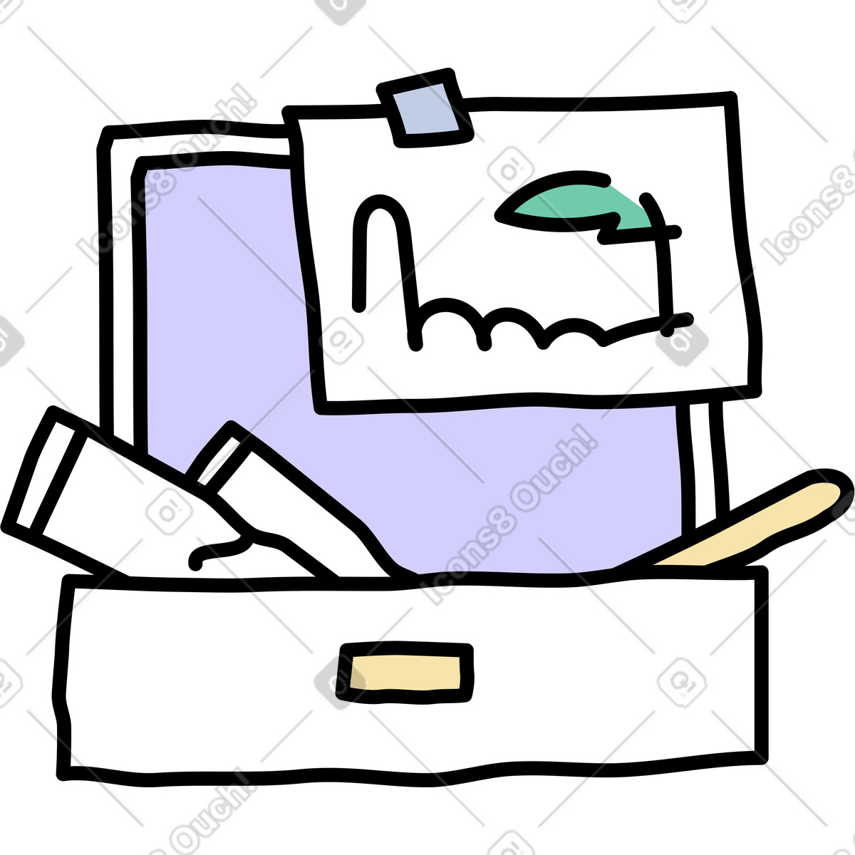 Plein air pochade illustration in Notes style download in PNG, SVG