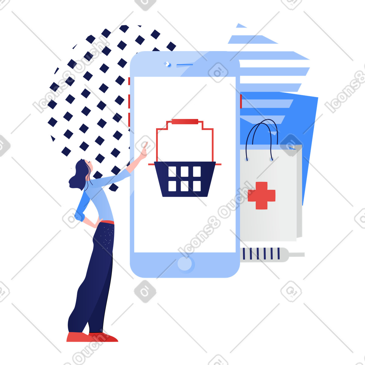 Shopping in farmacia online illustrazione stile Clip scarica PNG, SVG
