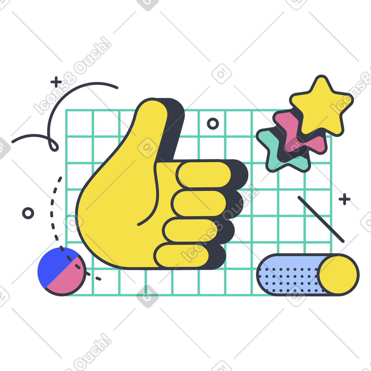 Riconoscimento del successo con il pollice in su illustrazione stile Abstract scarica PNG, SVG