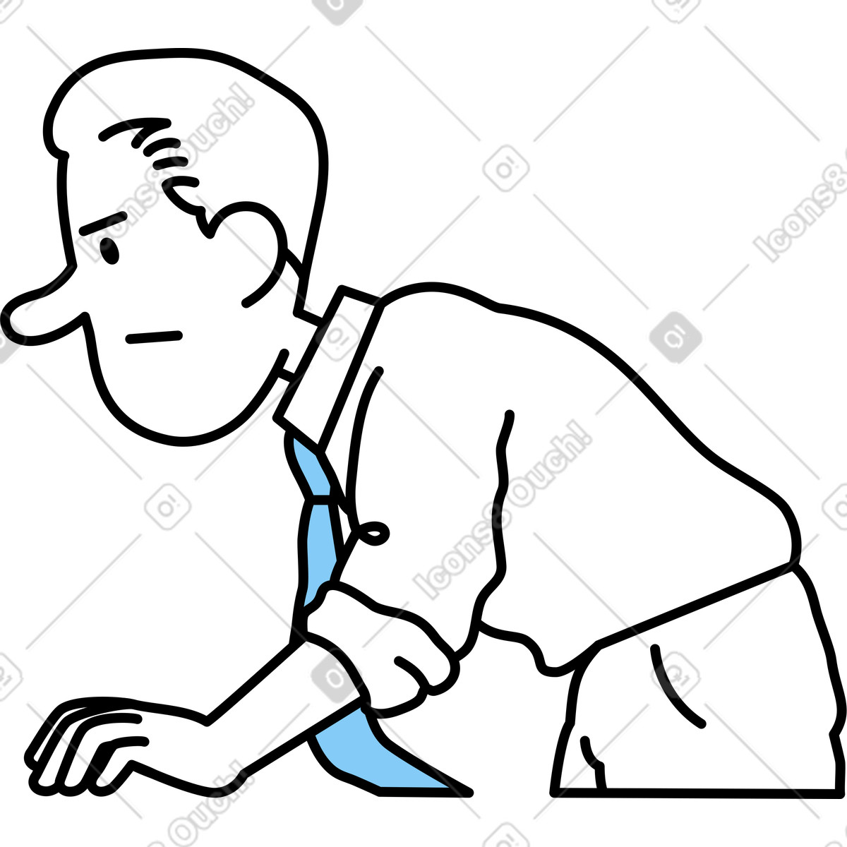 Ilustração de Homem inclinado para frente e olhando algo em no estilo Notes baixar em PNG, SVG