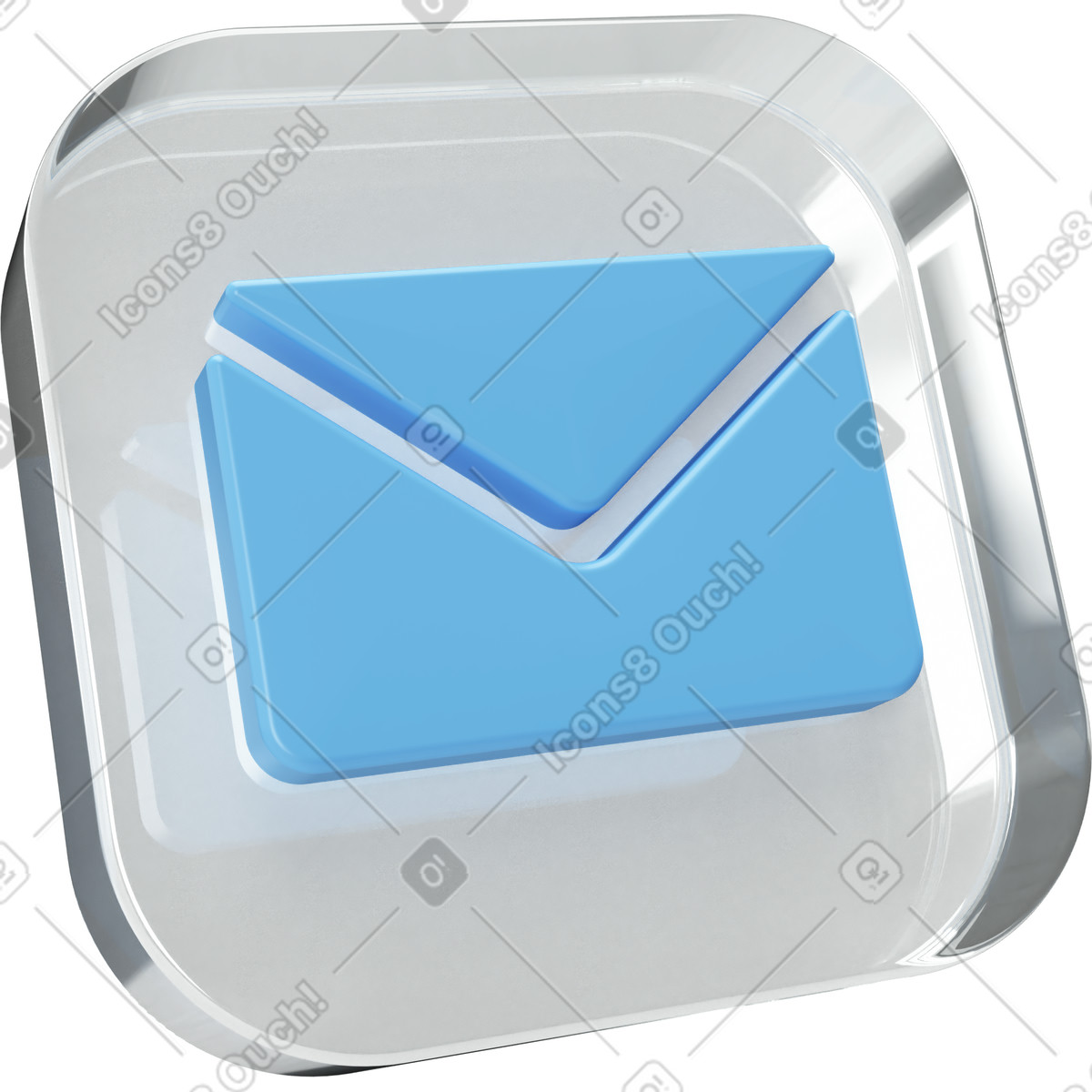 Envelope icon on glass plate illustration in 3D Corporate style download in PNG, SVG
