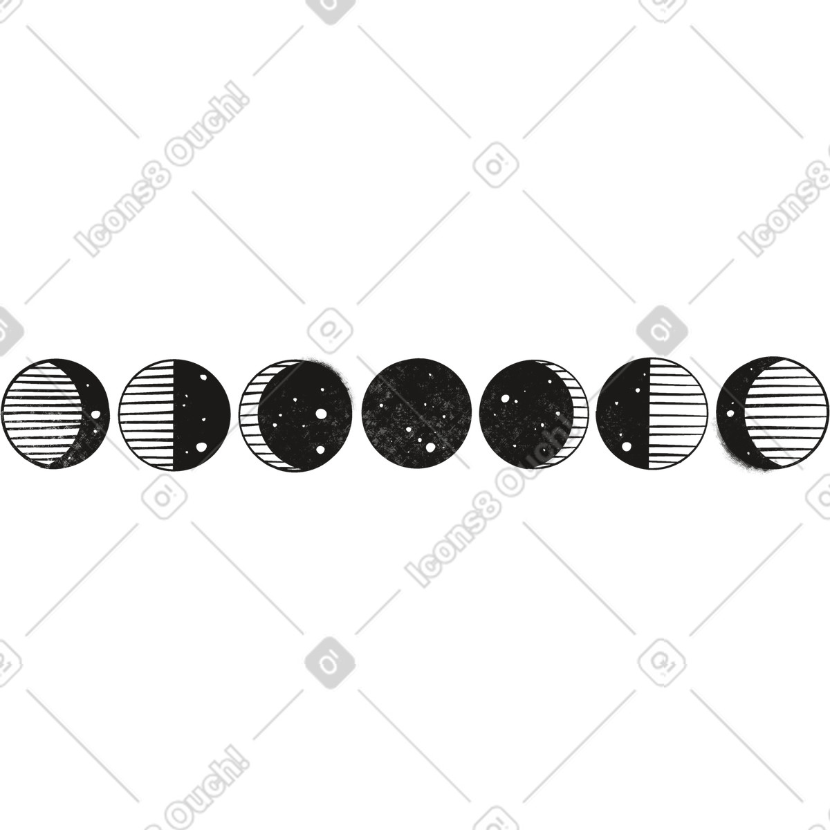 Moon phases illustration in Mystery style download in PNG, SVG