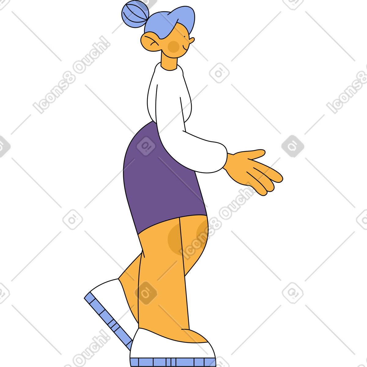 Bloom スタイルの 握手に手を伸ばすスカートの女性 のイラストをPNG、SVG形式でダウンロード