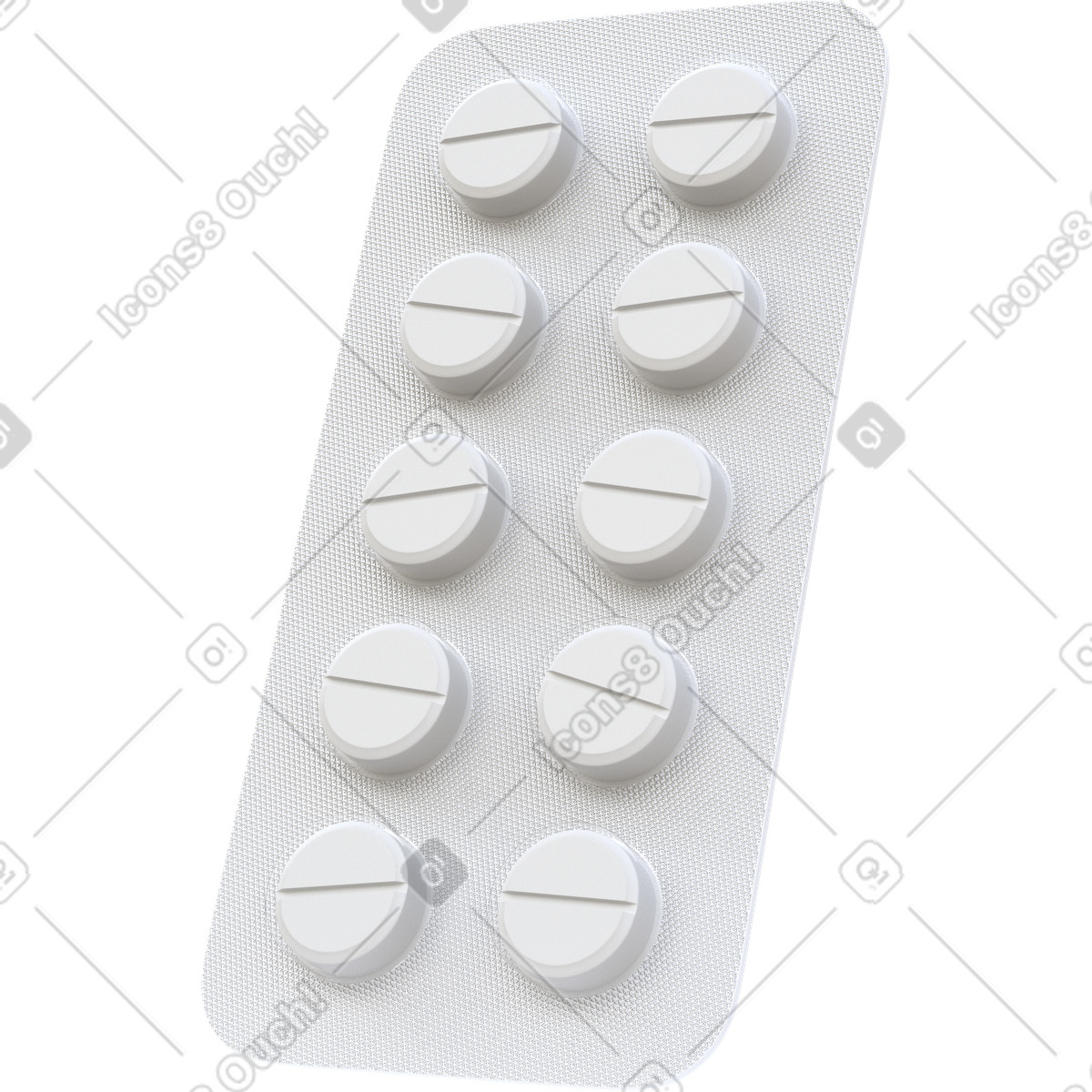 Blister of white pills-Illustration im 3D Business-Stil als Download in PNG, SVG