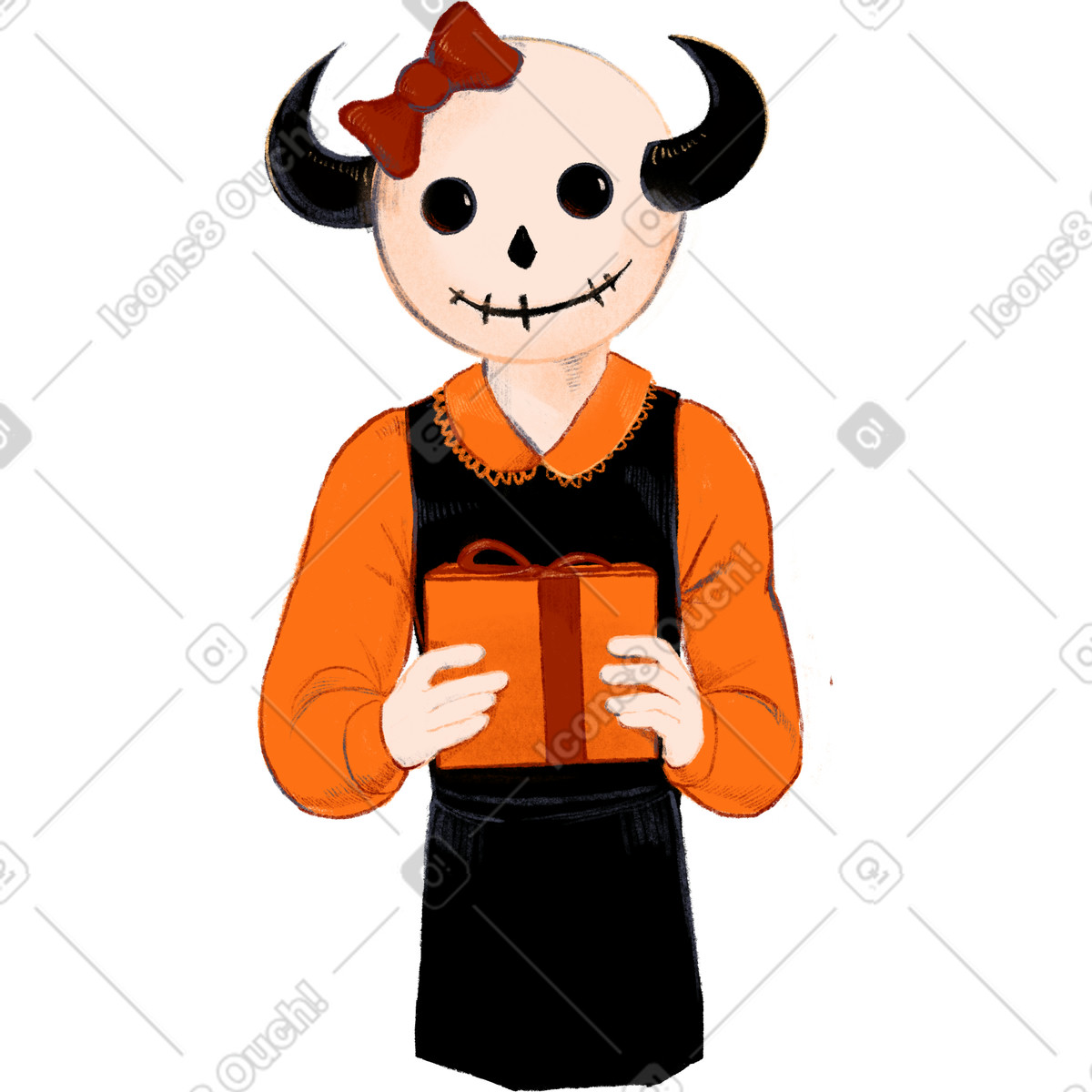 Girl with horns illustration in Experimental style download in PNG, SVG