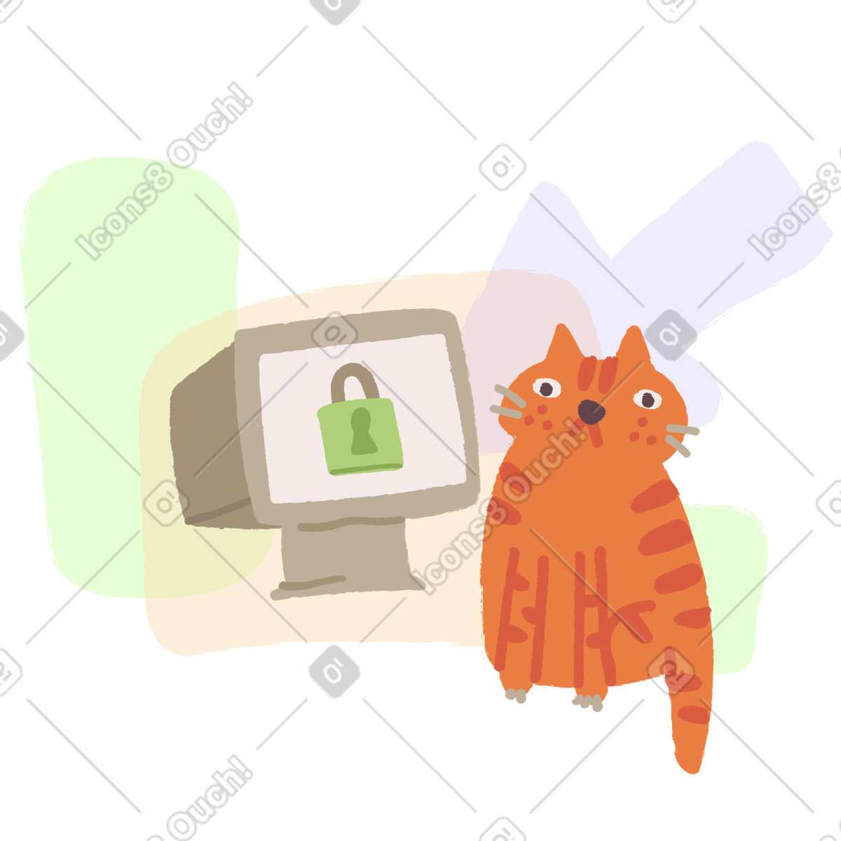 Ilustración Acceso bloqueado en estilo Ginger Cat a descargar en PNG y SVG