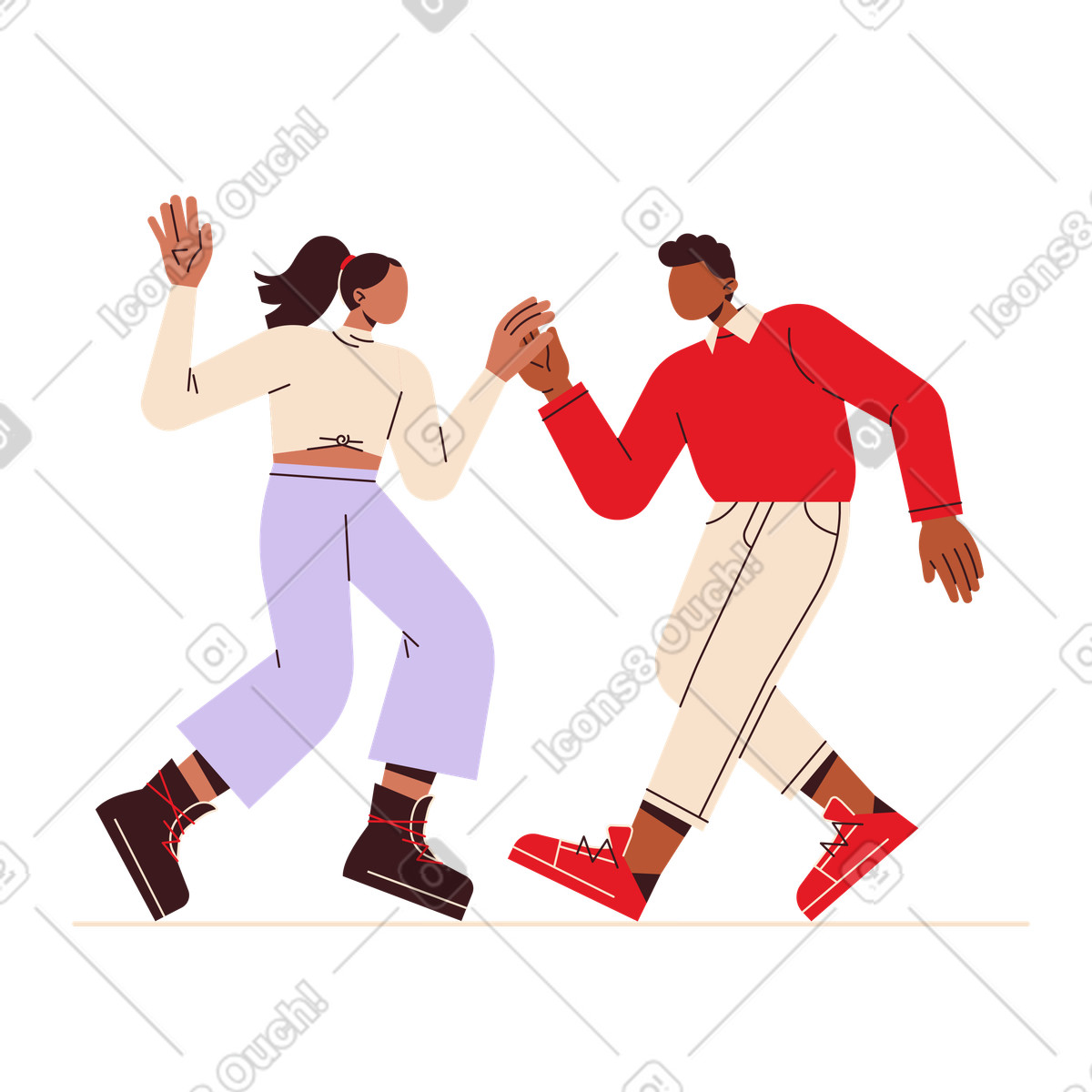 Ilustración Partners holding hands and dancing, Celebration party en estilo Folks a descargar en PNG y SVG