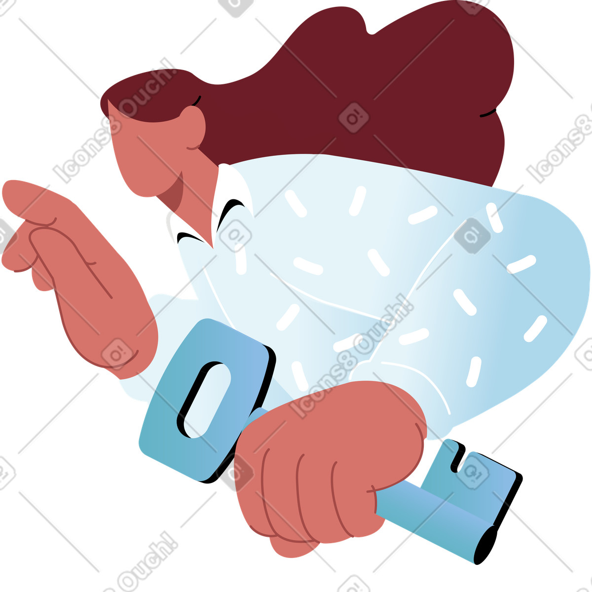 Woman with a key in her hand illustration Airy style download PNG, SVG