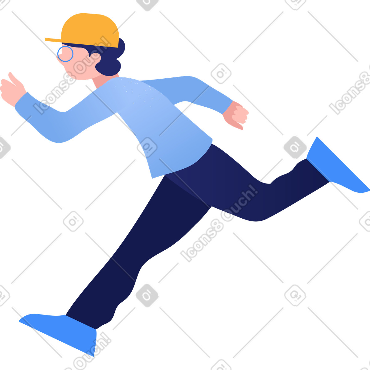Boy running illustration in Clip style download in PNG, SVG