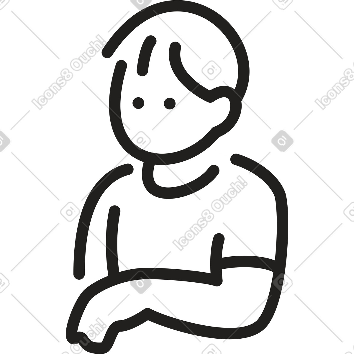 Man leaning on something illustration in Little style download in PNG, SVG
