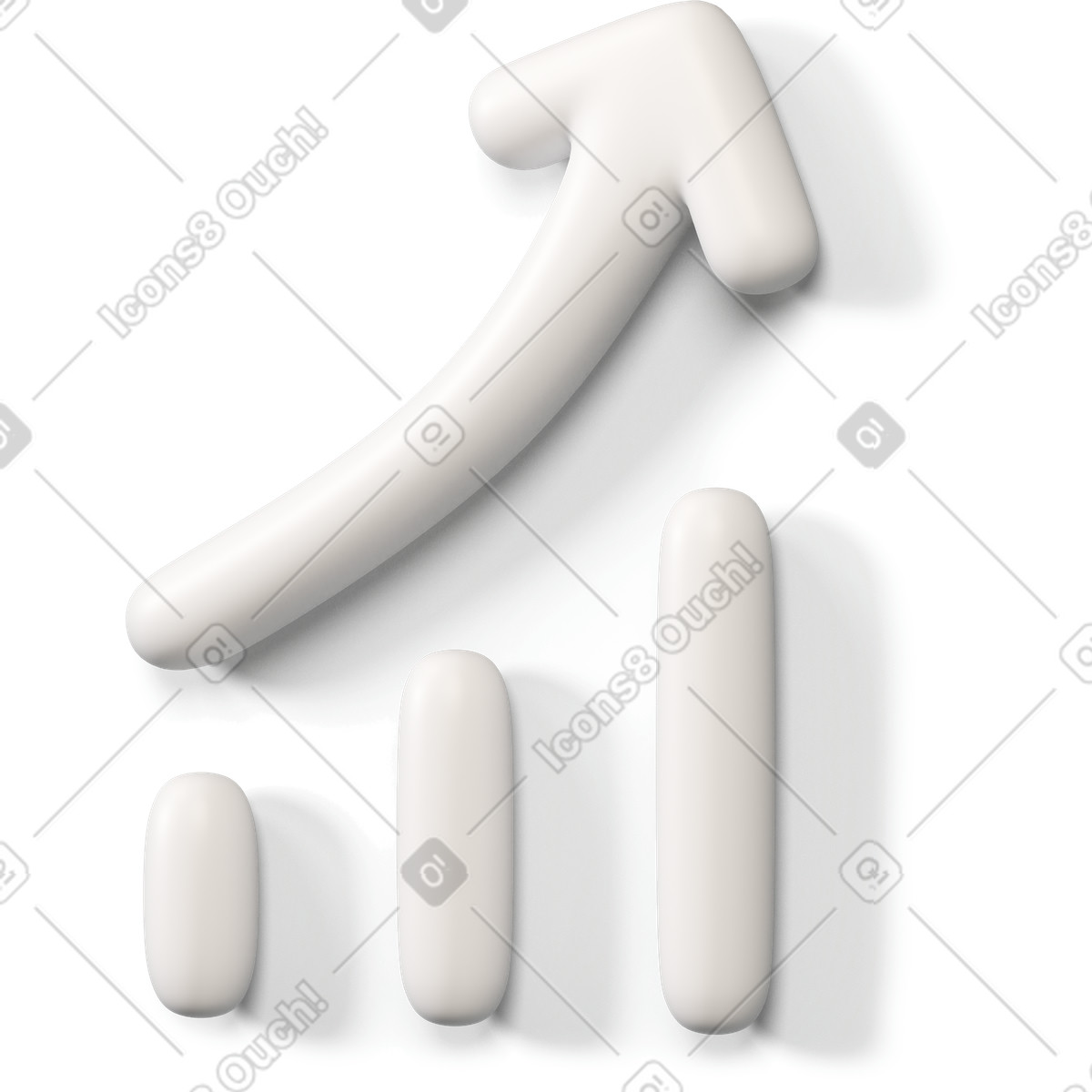 Ilustração de Ícone seta crescimento branco virado para a esquerda em no estilo 3D Buddy baixar em PNG, SVG