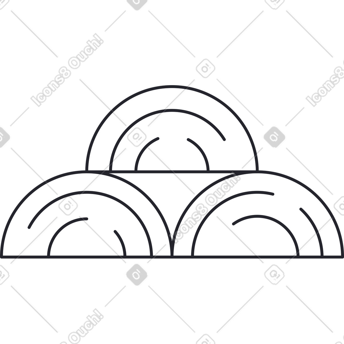 Three white logs front illustration in Boba style download in PNG, SVG