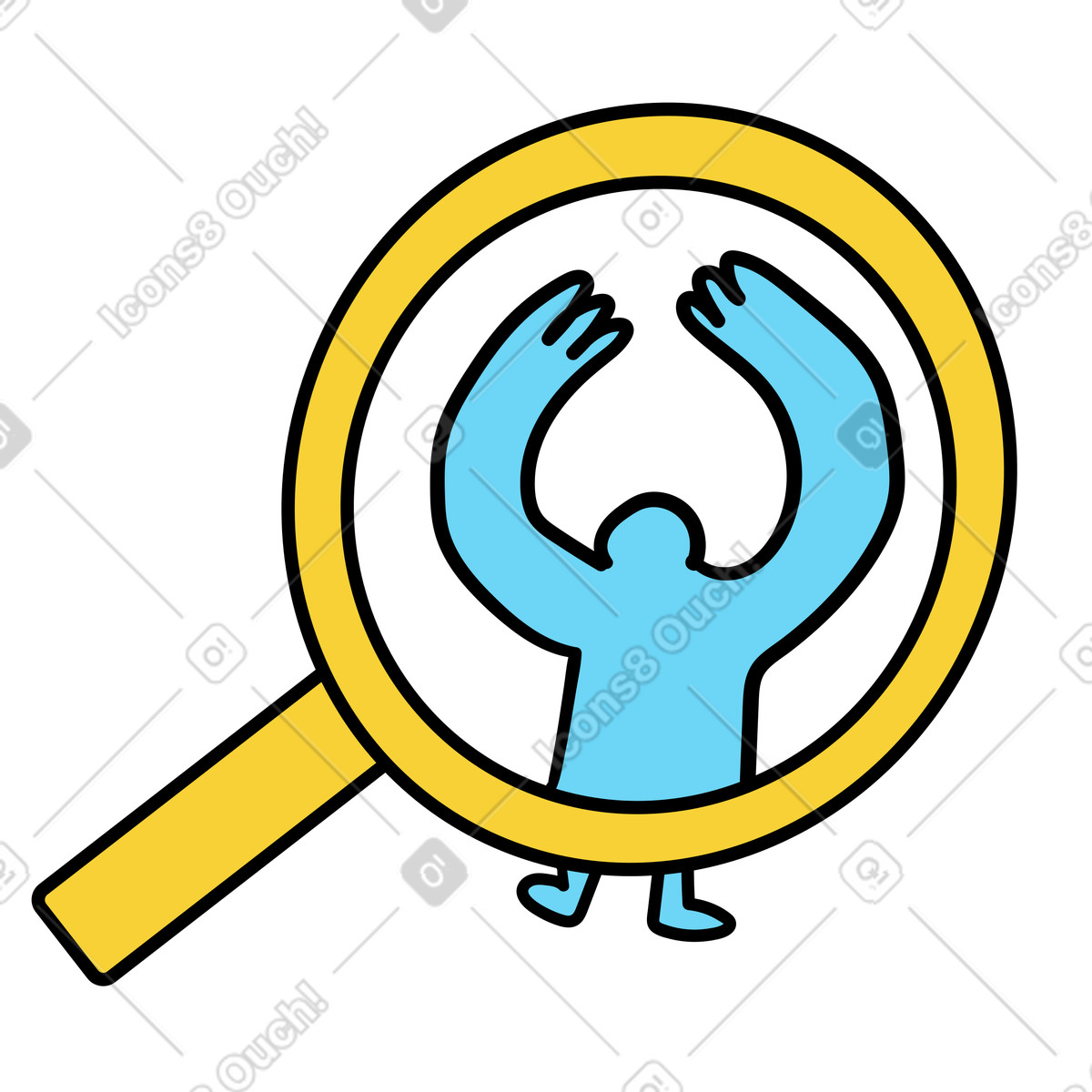 Wiggle スタイルの 拡大鏡の下の候補者、採用と人材検索 のイラストをPNG、SVG形式でダウンロード