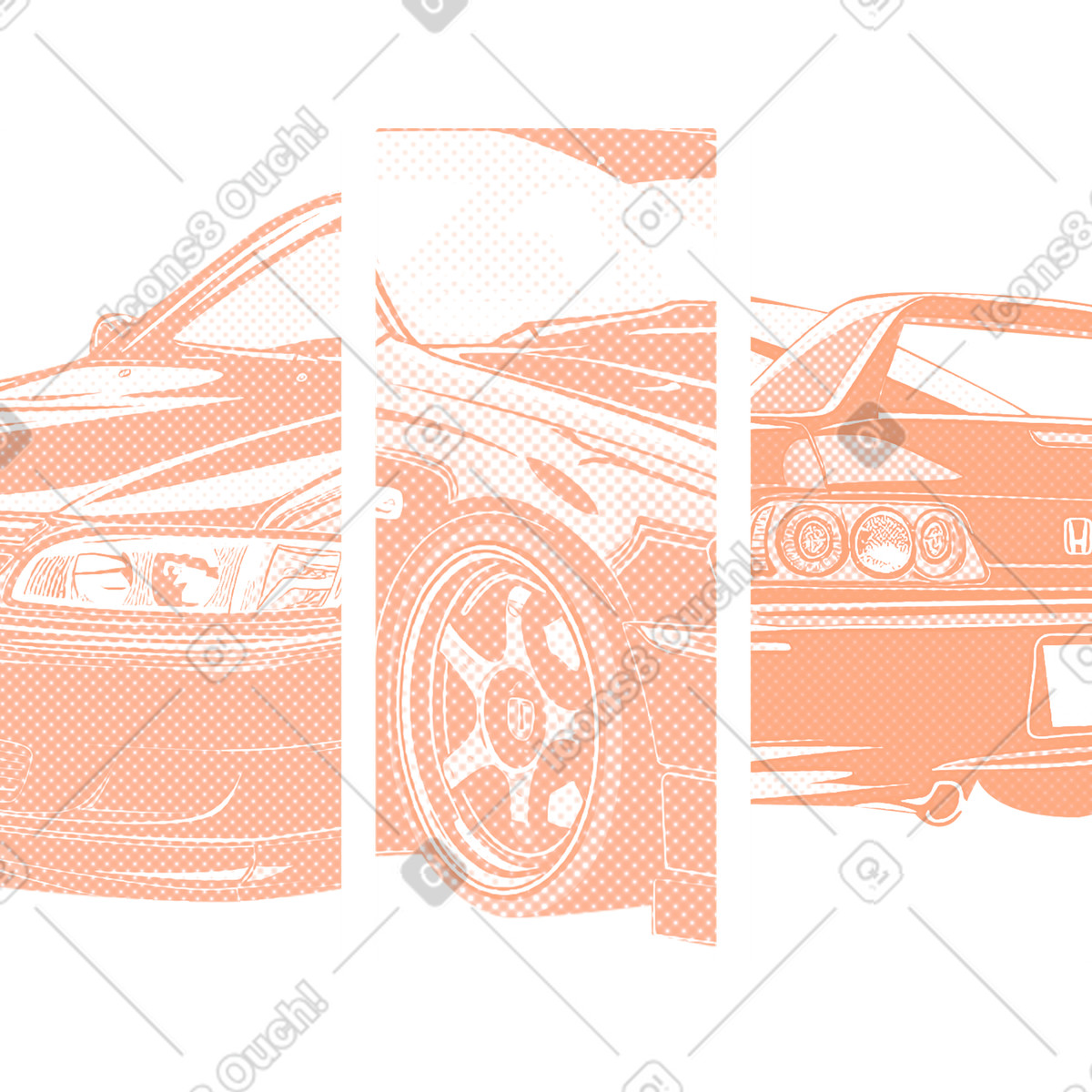 Honda civic background illustration in Halftone style download in PNG, SVG