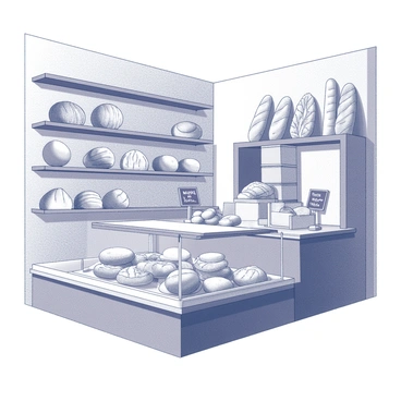 An illustration showing diverse cultural breads in a boulanger's shop