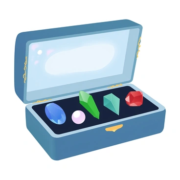 A set of royal-inspired gemstones displayed in a velvet case