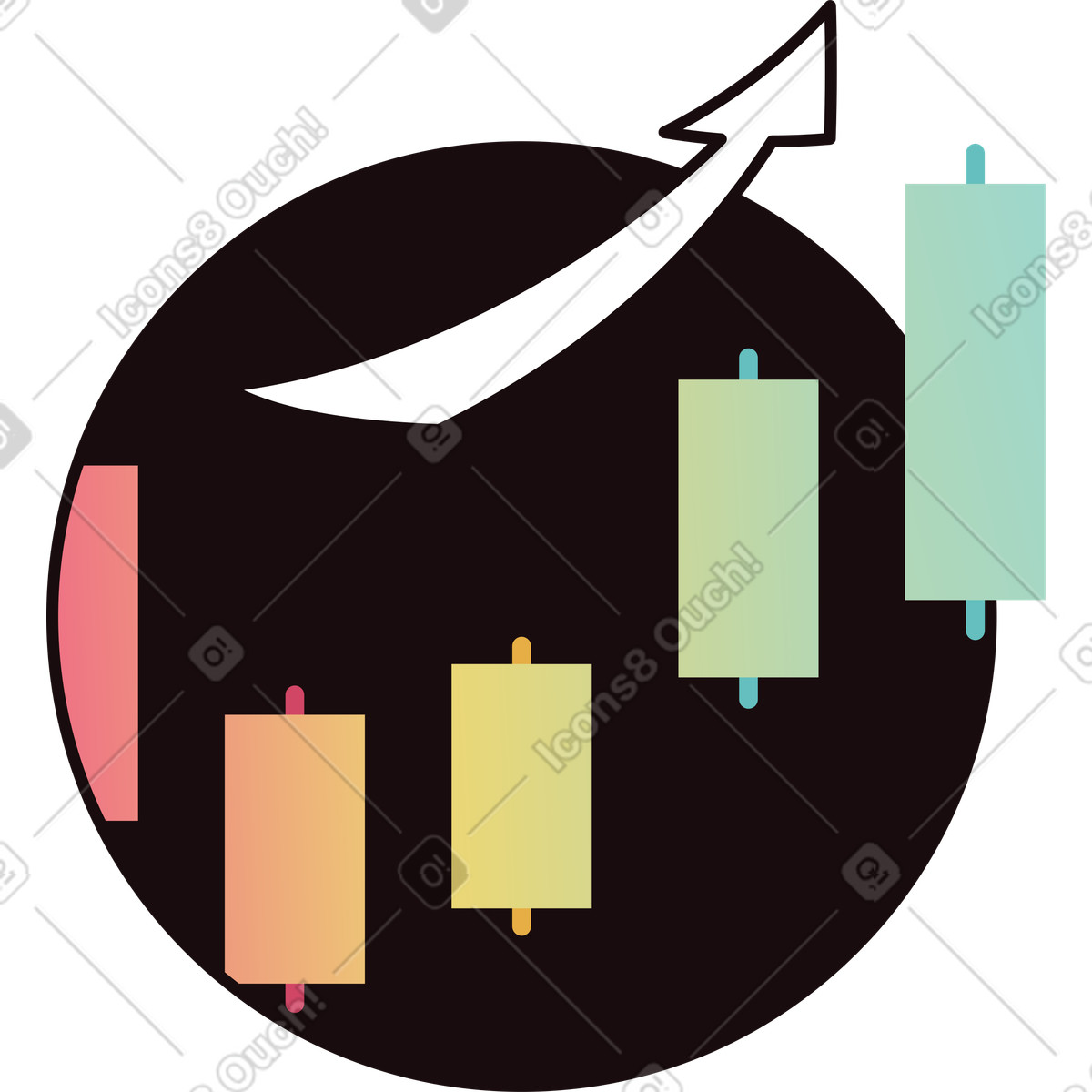 Icona di crescita economica illustrazione in stile Delight scarica in PNG, SVG