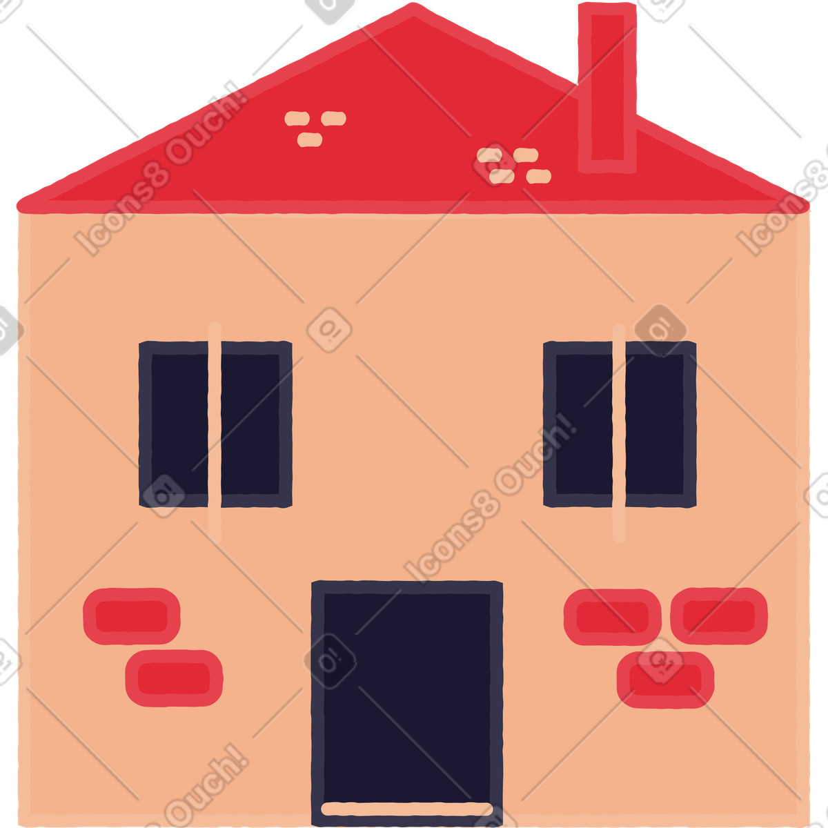 House illustration in Stripy style download in PNG, SVG