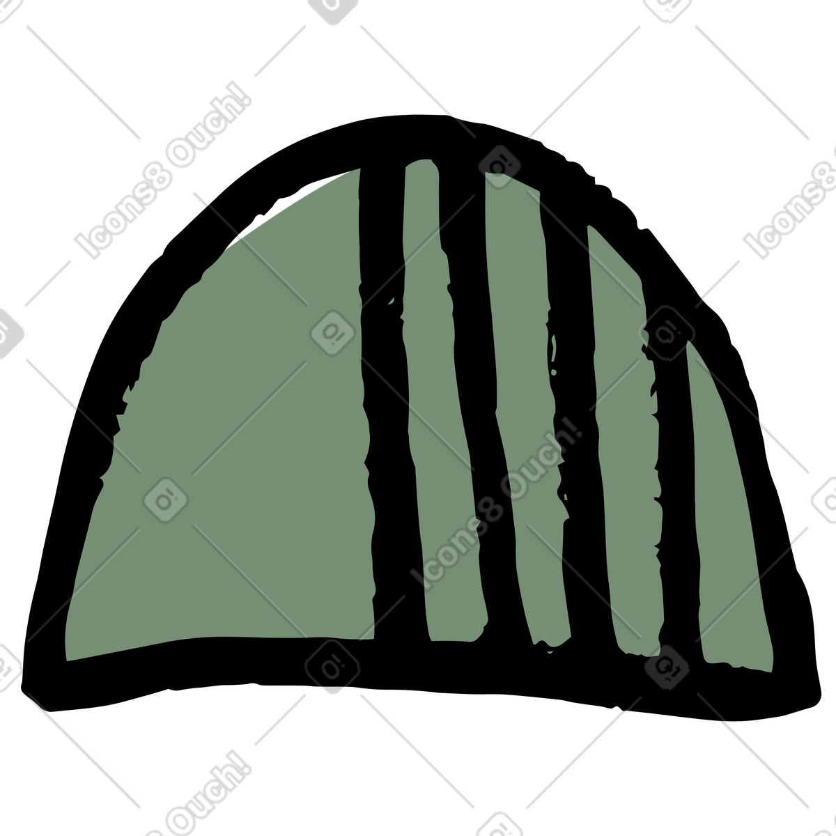 Ilustración Stylized green rock with vertical lines en estilo Scandi a descargar en PNG y SVG
