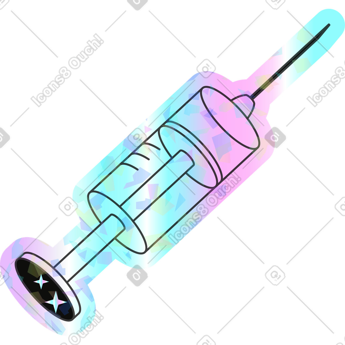 Syringe illustration in Holostickers style download in PNG, SVG