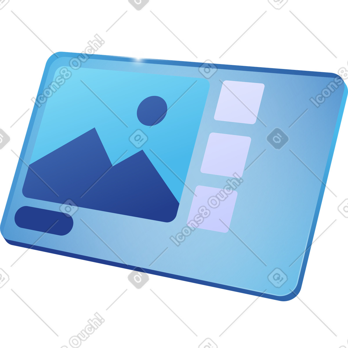Glass screen with interface illustration in Quantum style download in PNG, SVG
