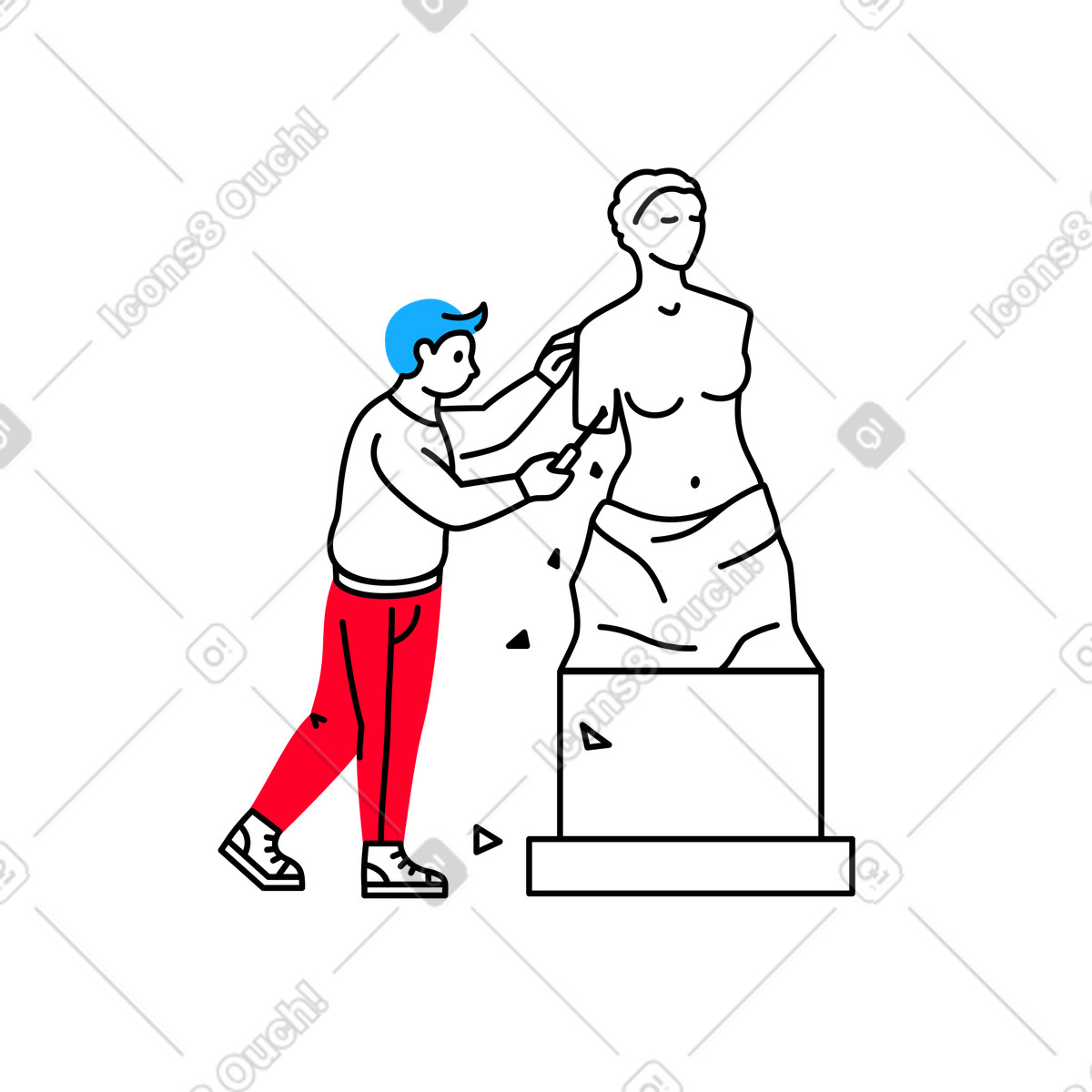 Ilustração de Escultor masculino com cinzel fazendo escultura em no estilo Transistor para baixar em PNG, SVG