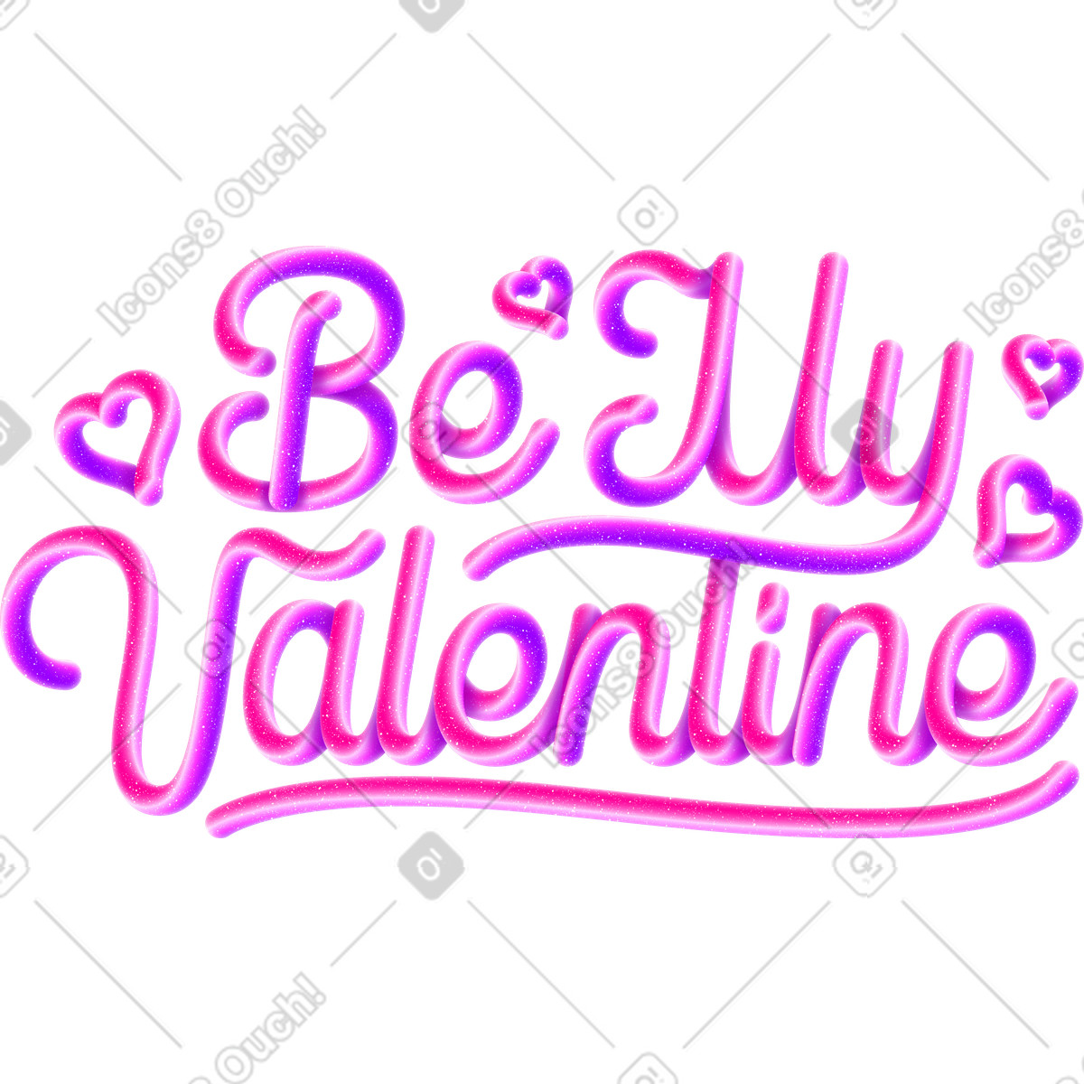 Ilustración Rotulación sea mi san valentín con texto de efecto degradado 3d en estilo Lettering a descargar en PNG y SVG