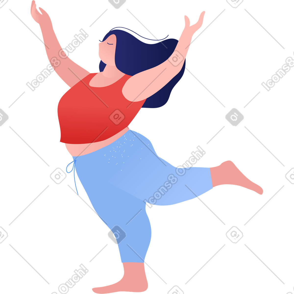 Ilustração de Mulher corpopositivo em no estilo Clip para baixar em PNG, SVG