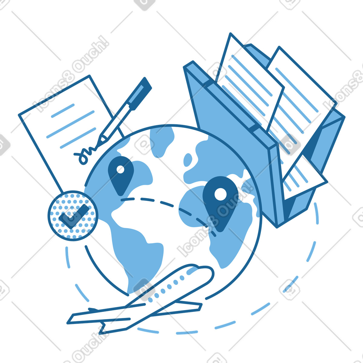 Going on business trip to negotiate contract illustration in Natty style download in PNG, SVG