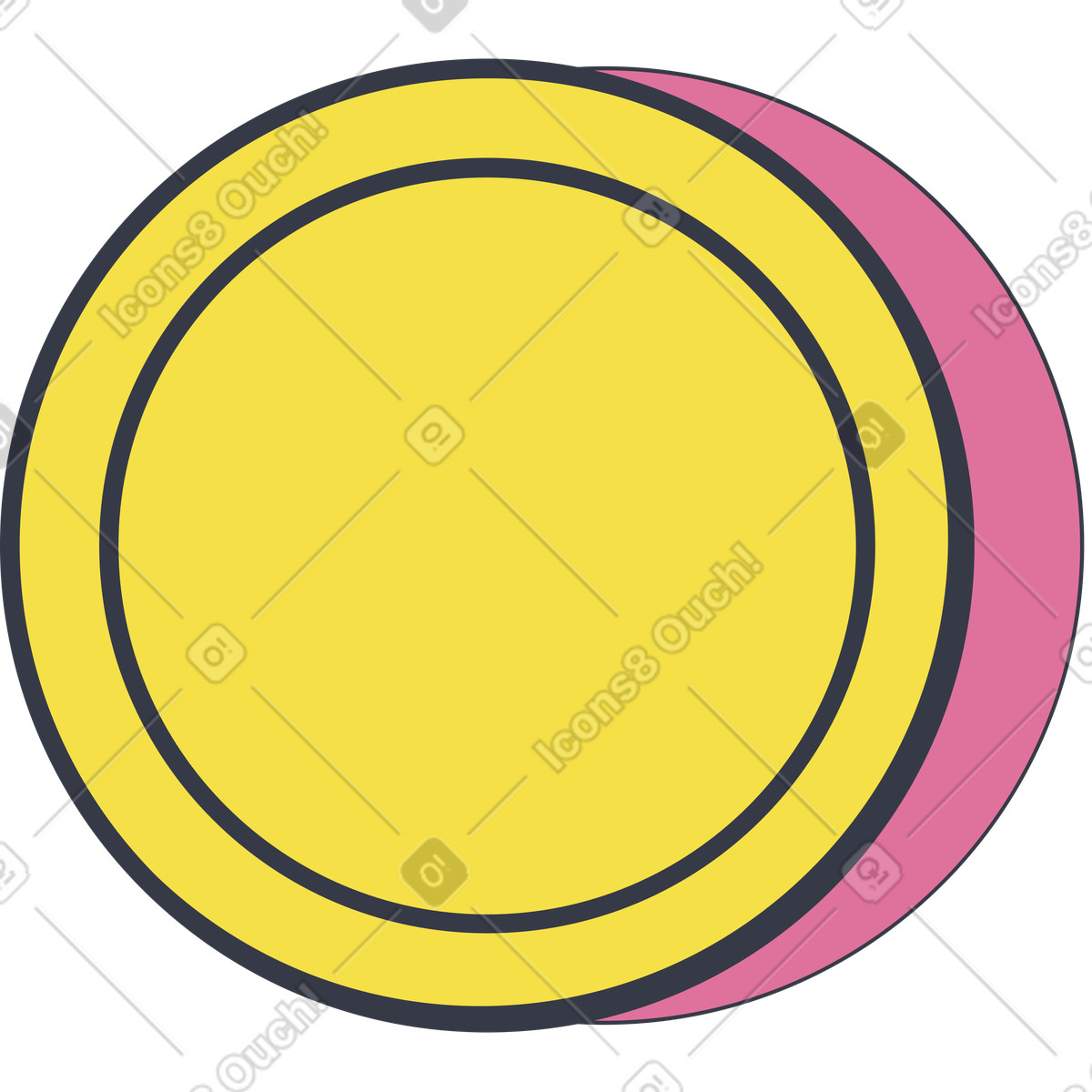 Coin illustration of a penny featuring clipart graphics with a transparent background