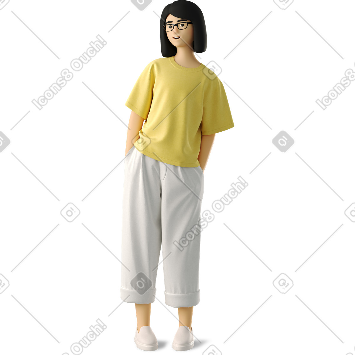 Иллюстрация Young woman standing and smiling в стиле 3D Business — скачать в форматах PNG, SVG