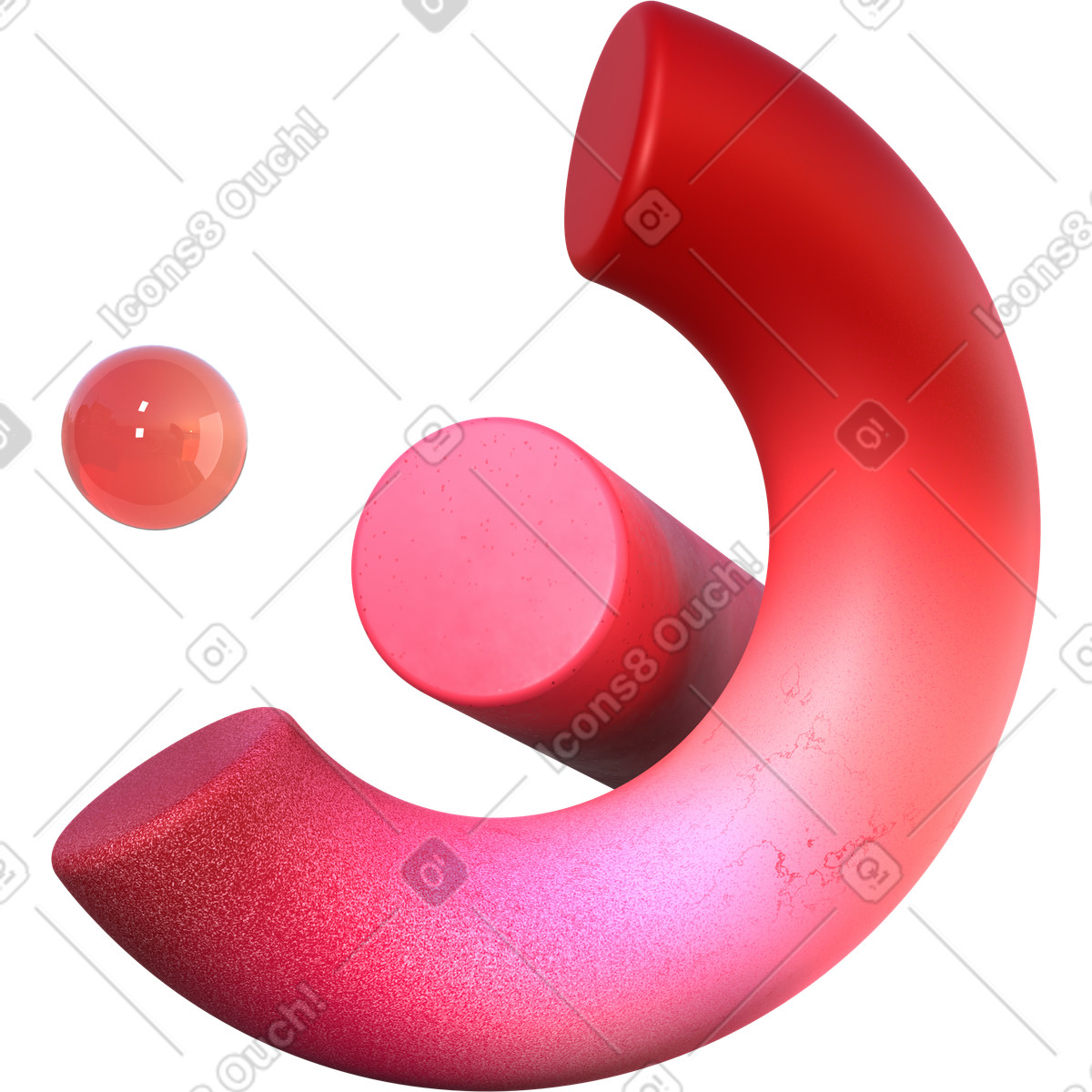 Gradient half of torus and glass sphere illustration in PNG, SVG