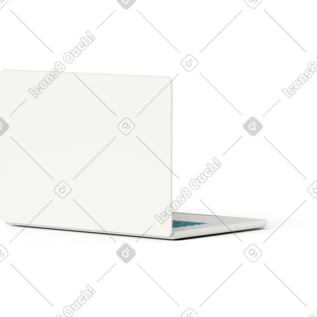 3D Casual life 스타일의 White laptop back side 일러스트레이션 PNG, SVG 다운로드