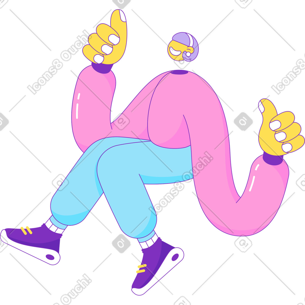 Girl jumping excited pose illustration clipart capturing energetic motion