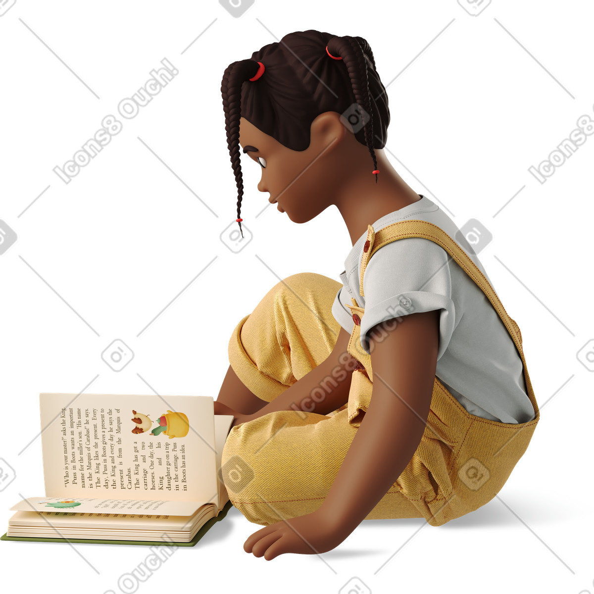 Bambina che legge illustrazione in stile 3D Business scarica in PNG, SVG