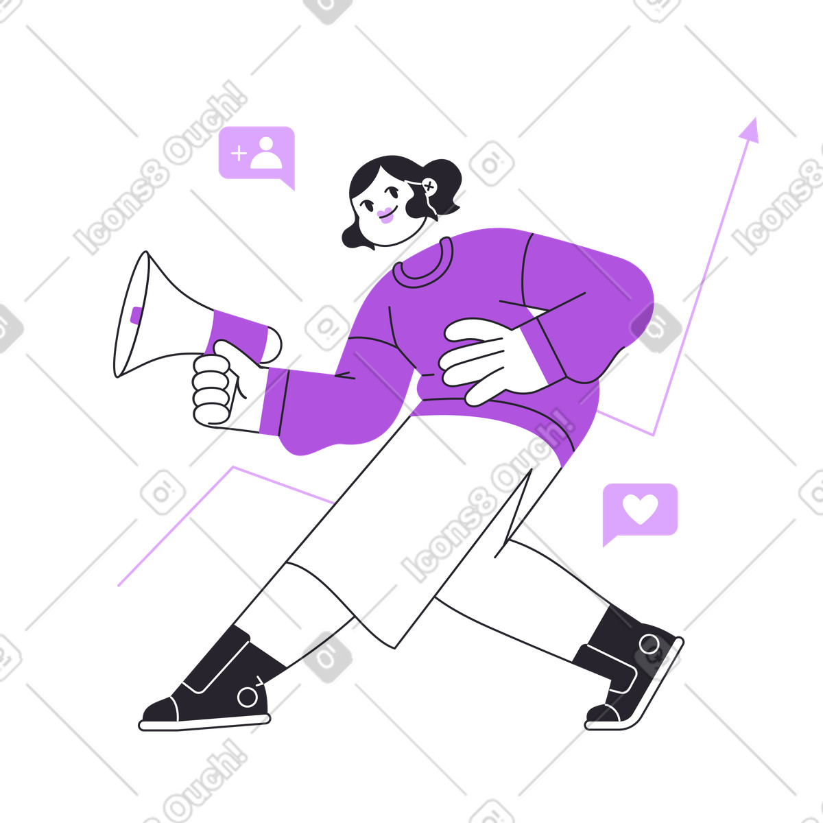 Illustration Social media audience building, Digital advertising and online outreach dans le style Grapy à télécharger aux formats PNG, SVG