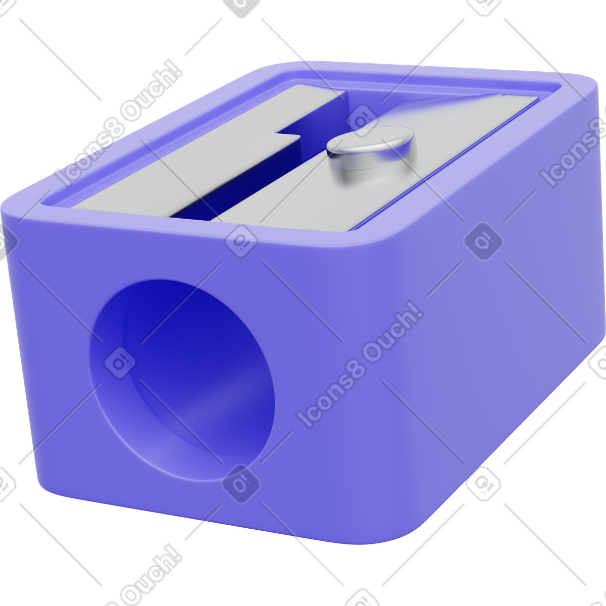 Purple sharpener representing education tool and office supply illustration in 3D Playful style download in PNG, SVG