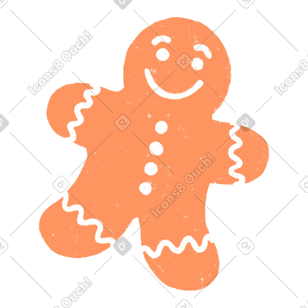 Illustration Biscuit bonhomme en pain d'épices de noël dans le style Chalky à télécharger aux formats PNG, SVG