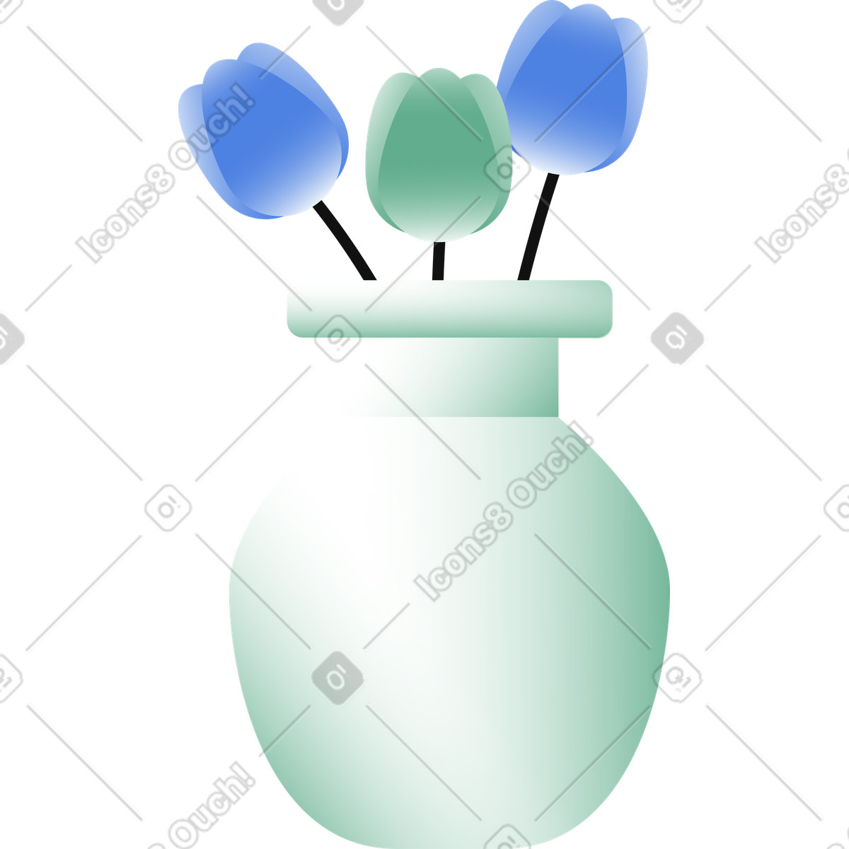 Illustration Vase avec des tulipes dans le style Network à télécharger aux formats PNG, SVG