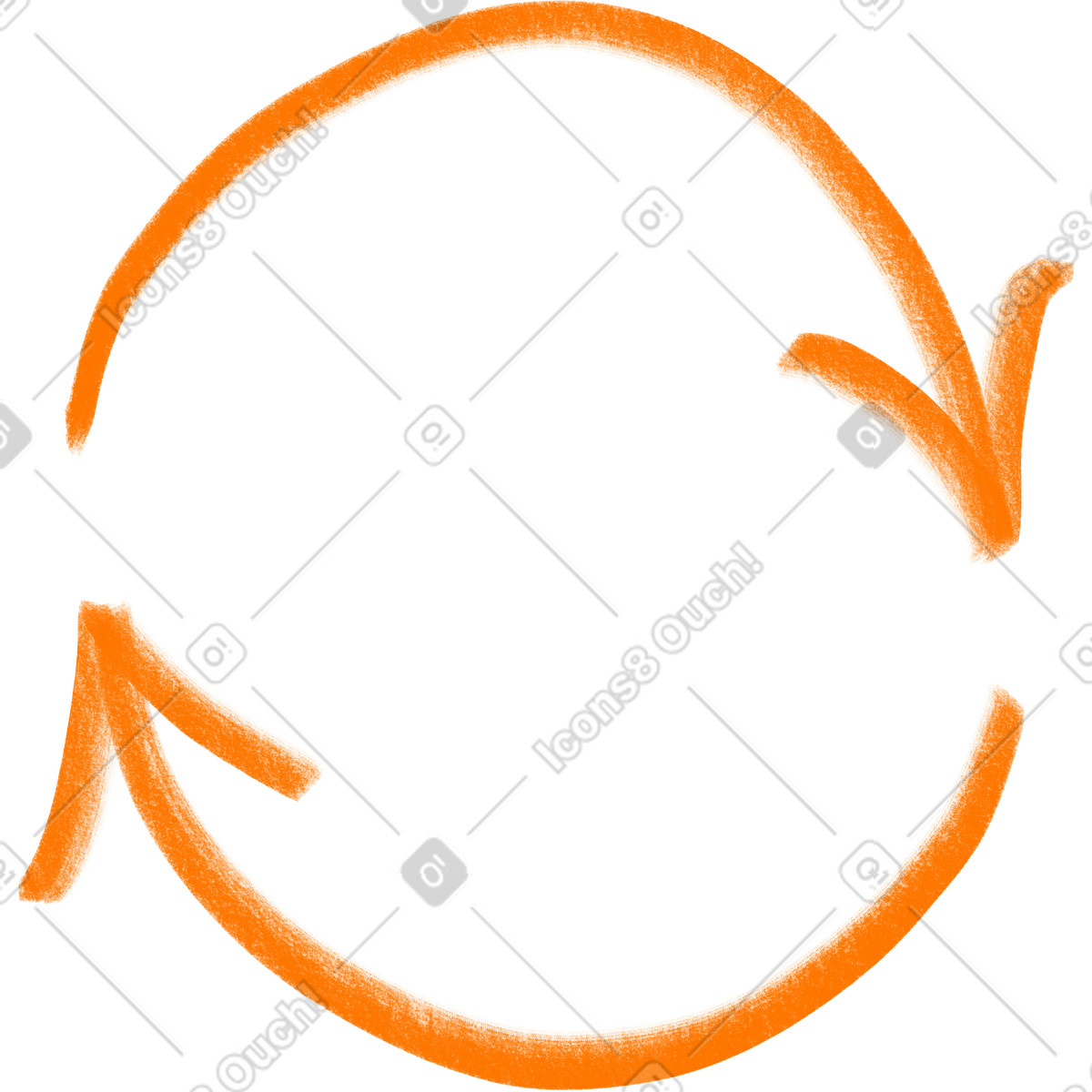 Иллюстрация Two orange circular arrows в стиле Doodle — скачать в форматах PNG, SVG
