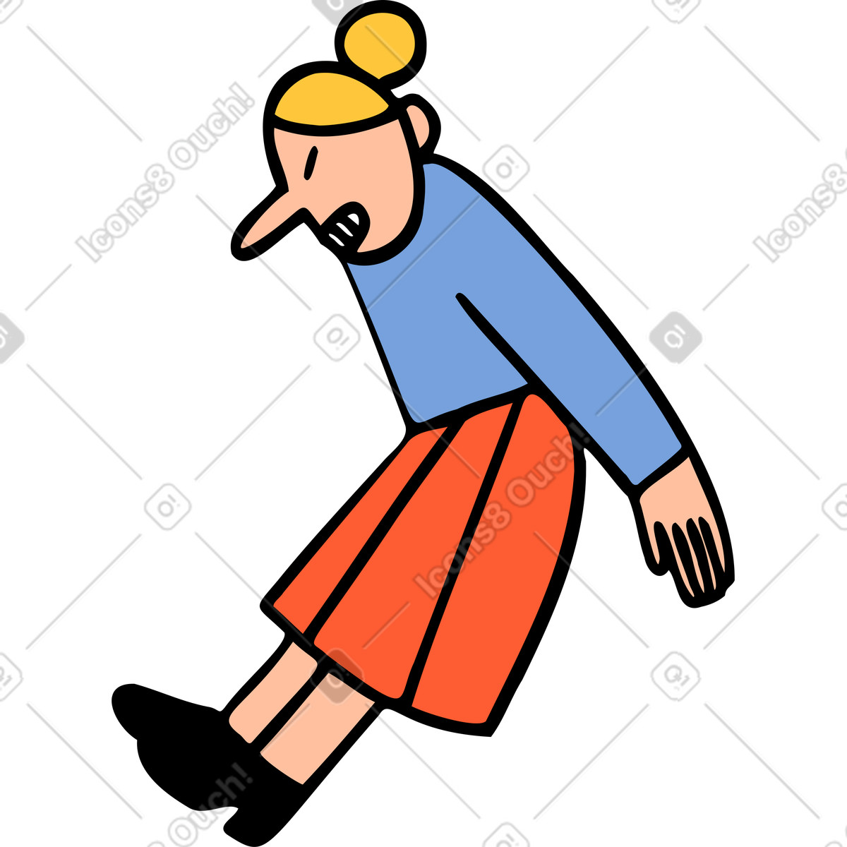 Woman holding something up with her back illustration in Comic style download in PNG, SVG