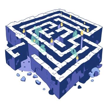 A labyrinth of stone with ancient carvings and mystical, glowing runes