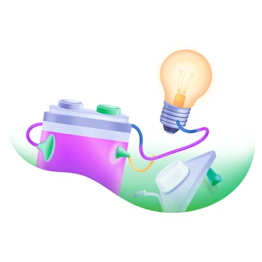 A modern pastel illustration of a simple electrical apparatus. The scene includes a battery in a light pastel color, connected by bright wires to a glowing light bulb. The light bulb is also in a soft hue, radiating light to indicate it is on. A switch is positioned nearby, featuring a minimalist design. The wires are visually distinct, showcasing various colors to enhance the demonstration of conductivity. The background is subtle, ensuring the apparatus stands out clearly.