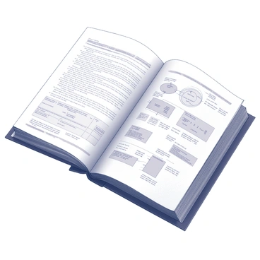 A research journal open to a literature review page, filled with diagrams and annotations